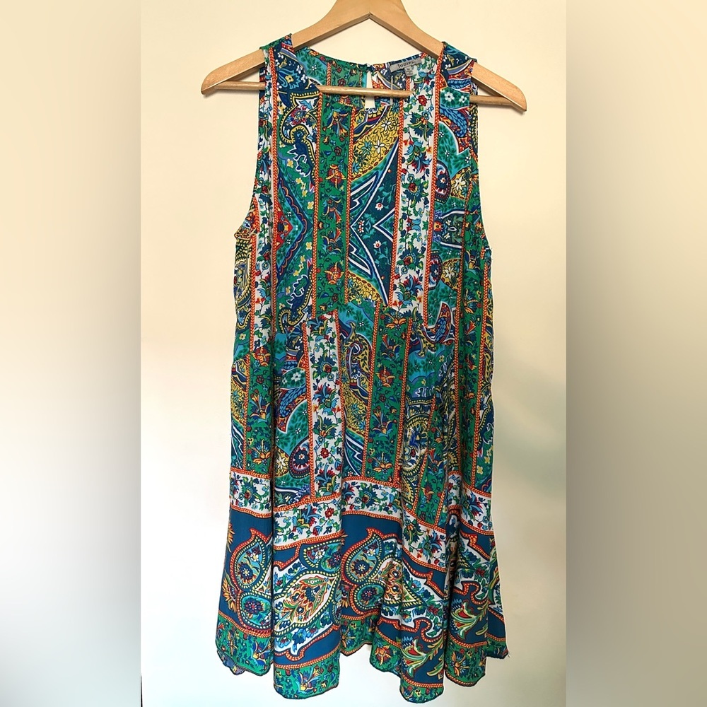 JODIFL Multi-Color Floral Print Dress Sleveless Ruffled Spring Summer MEDIUM New
